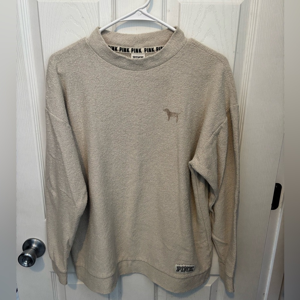 Victoria's Secret PINK Tan Women’s Crewneck Sweater